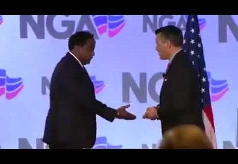 It was initially thought that the Head of State Protocol (L) was snubbed by the governor of Nevada