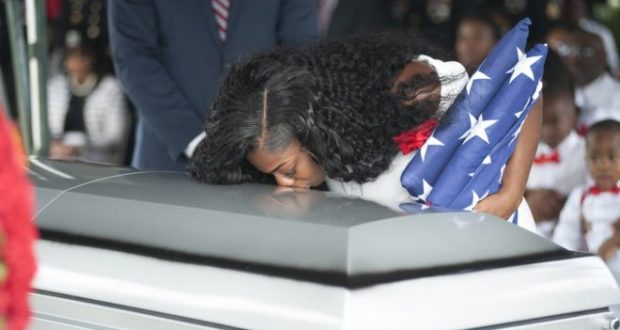The widow of one of the troops killed later became embroiled in a row with US President Donald Trump