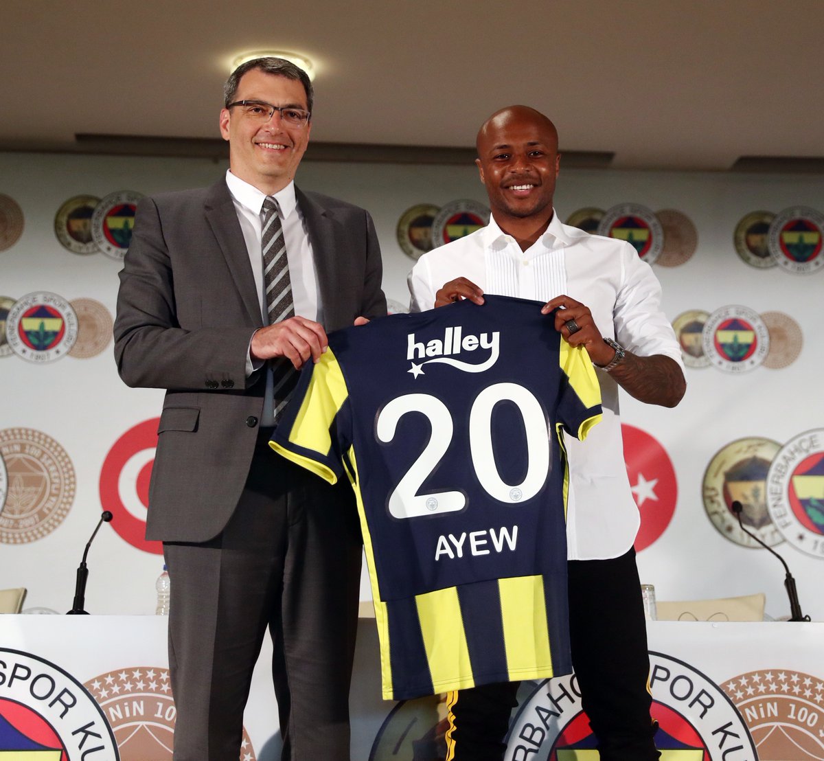 Andre Ayew with Damien Comolli