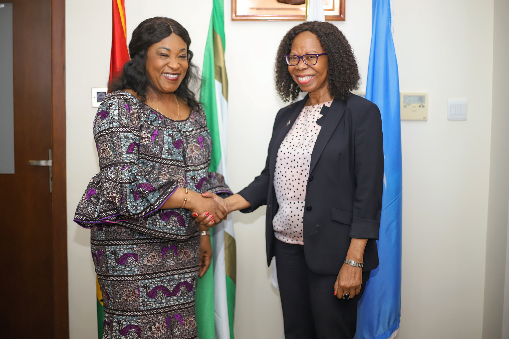 Hon. Minister in a handshake with UNDP Representative to Ghana