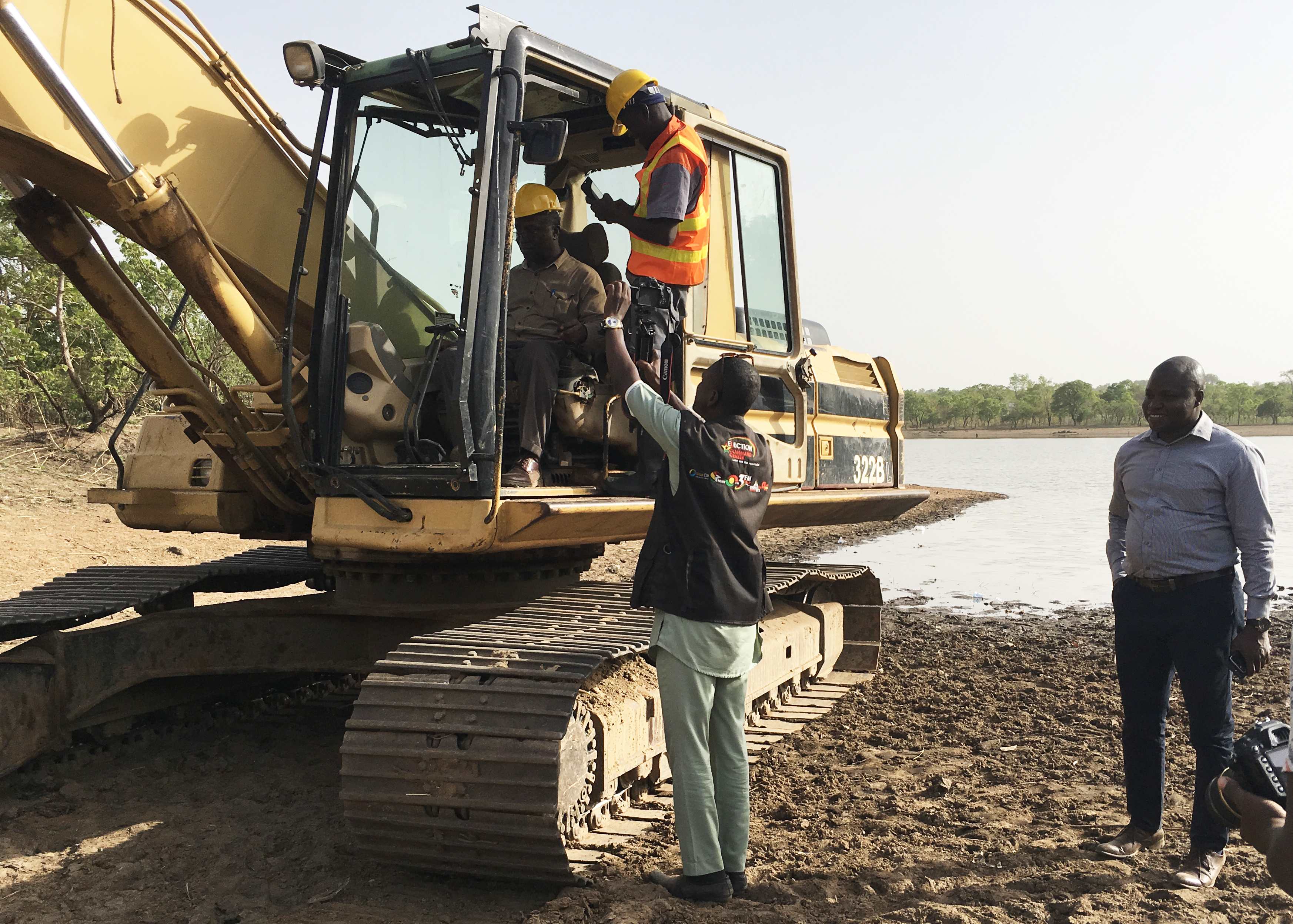 Minister of Environment, Prof. Frimpong-Boateng commissioning the dams. Extreme right is Mr. Louis Kuukpen, Assistant Resident Representative, UNDP Ghana.