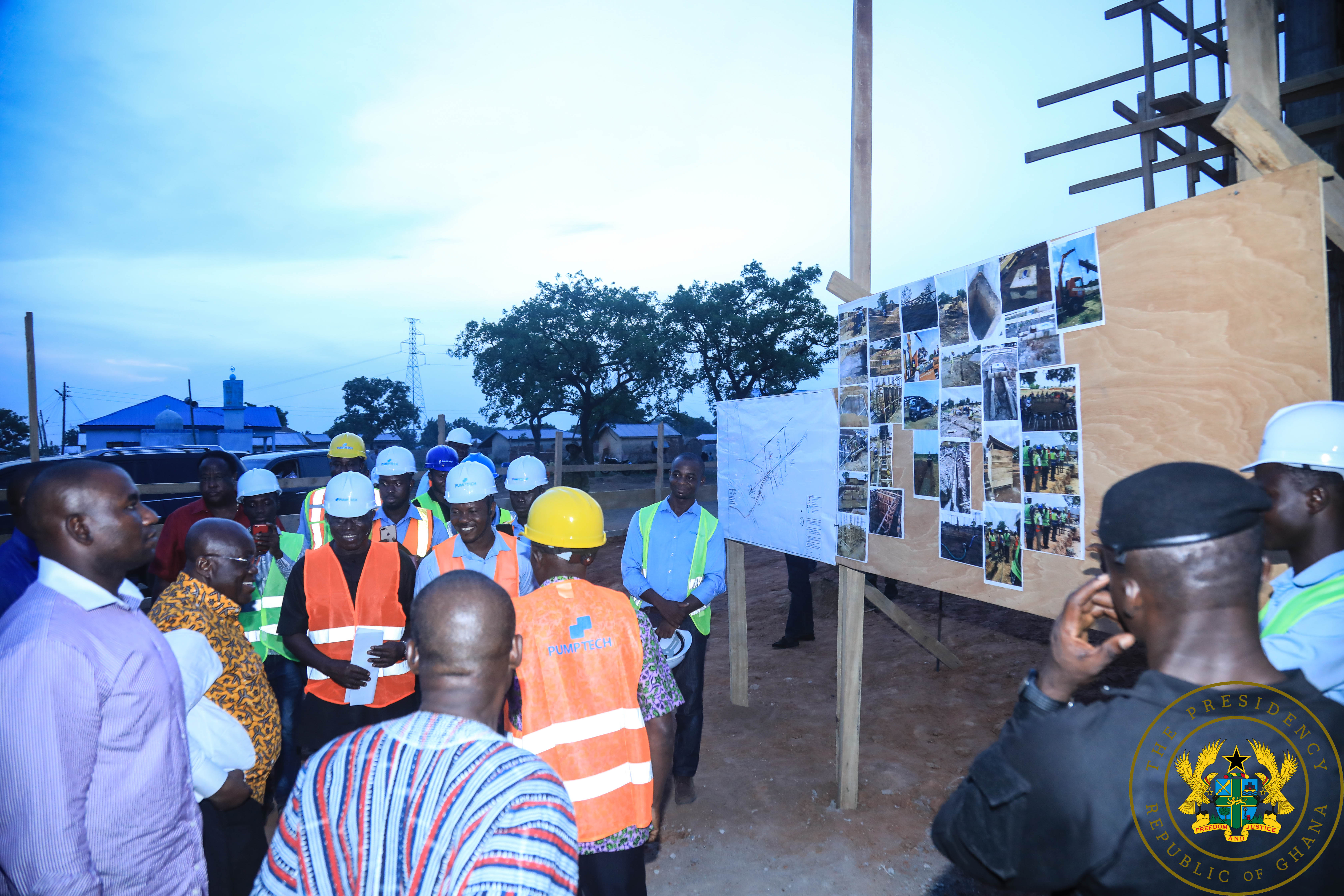 President Akufo-Addo inspecting the small town water system at Yapei