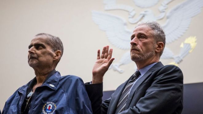 Luis Alvarez and Former Daily Show Host Jon Stewart appeared before Congress on 11 June