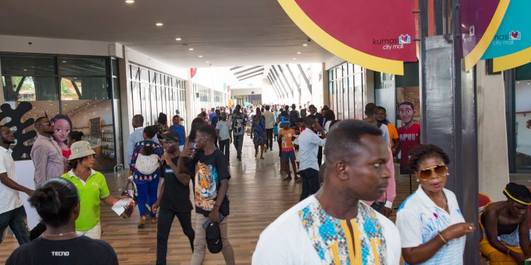 A busy day at Kumasi City Mall
