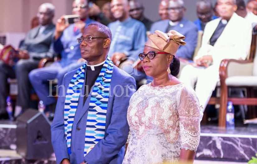 Apostle Dr. Ami-Narh and his wife, Deaconess (Mrs) Josephine Ami-Narh at the induction ceremony last Saturday.Photo credit: TAC-Ghana Tema C5