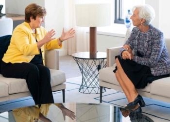Kristalina Georgieva (left) succeeds Christine Lagarde (right) as IMF headPhoto credit: AFP