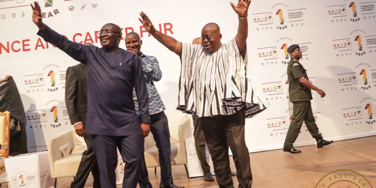 President Akufo-Addo and Vice President Mahamudu Bawumia at the end of the event