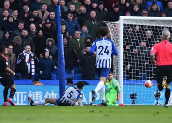 Jordan Ayew strokes the ball past Brighton keeper Ryan to secure a 1-0 win for Crystal Palace