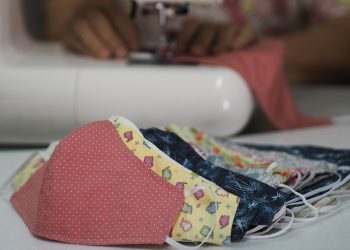 Woman made mask self prevention ill made of fabric for dust and germs pm 2.5, virus covid 19