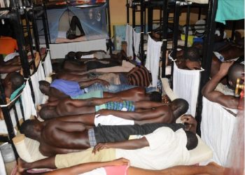 The scene at a typical prison in Ghana.
