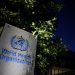 A photo taken in the late hours of May 29, 2020 shows a sign of the World Health Organization (WHO) at their headquarters in Geneva amid the COVID-19 outbreak, caused by the novel coronavirus. - President Donald Trump said May 29, 2020, he was breaking off US ties with the World Health Organization, which he says failed to do enough to combat the initial spread of the novel coronavirus. (Photo by Fabrice COFFRINI / AFP) (Photo by FABRICE COFFRINI/AFP via Getty Images)