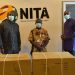 Receiving some of the items on behave of the Ministry. From left to right - Mr Richard Okyere-Fosu, Director General, National Information Technology Agency (NITA); Mr Ernest Apenteng Apenten, General Manager, Hubtel; Kwaku Kyei-Ofori, Dep. Director General, NITA