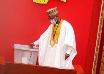 Kwesimintsim MP, Dr. Prince Hamid Armah, casting his ballot for the election of a Speaker.