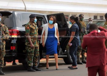 Jean Mensa arrives for an election petition hearing at the Supreme Court
