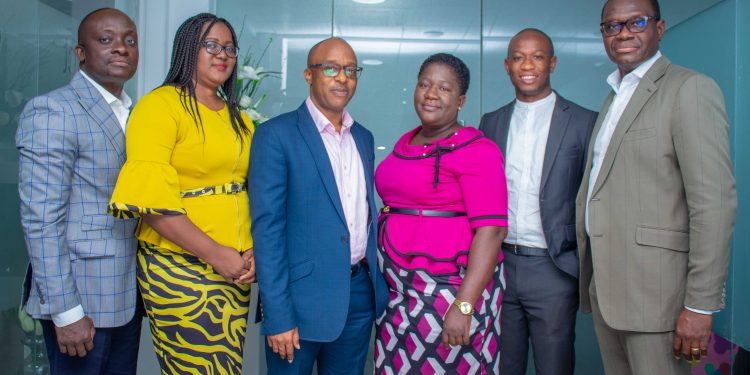From left to right Eric Quarcoo, GM, Admin & Public Sector, Sylvia Kwame, Head, Recons & Settlement, George Babafemi, Executive Director, Elinam Agbottah, Head, Risk & Compliance, Fred