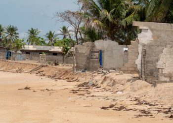 Collapsing at Salakope in the Ketu South District after tidal wave flooding. Credit: Delali Adogla-Bessa