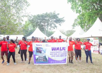 Some Rotarians warming up for the walk