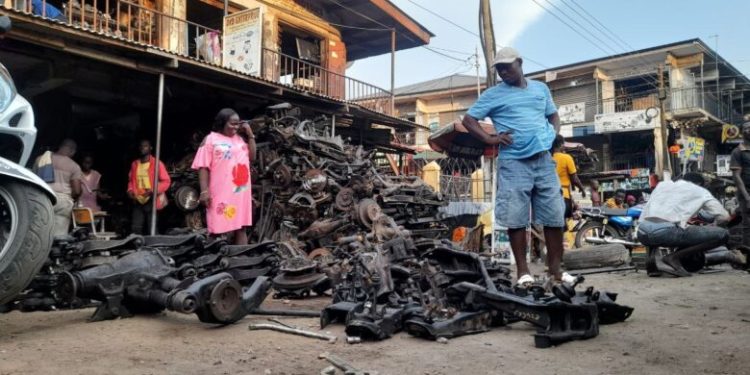 Used spare parts at Abosso Okai, Accra, Ghana, 2022/Daniel Abugre Anyorigya