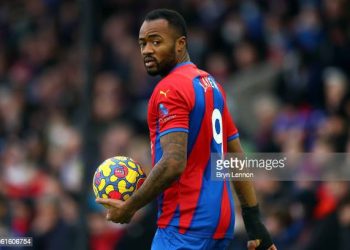 LONDON, ENGLAND - DECEMBER 28: Jordan Ayew of Crystal Palace looks on during the Premier League match between Crystal Palace  and Norwich City at Selhurst Park on December 28, 2021 in London, England. (Photo by Bryn Lennon/Getty Images)