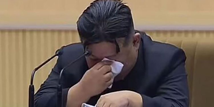 North Korean leader Kim Jong Un cried Sunday while asking women to have more kids