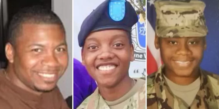 Sergeant William Jerome Rivers, 46, Specialist Kennedy Ladon Sanders, 24 and Specialist Breonna Alexsondria Moffett, 23