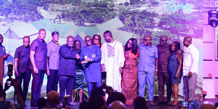 Managing Director for Labadi Beach Hotel Mr. David Eduaful and his team receiving the awards.