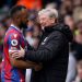 LEEDS, ENGLAND - APRIL 09: Jordan Ayew of Crystal Palace and a smiling Roy Hodgson, Manager of Crystal Palace during the Premier League match between Leeds United and Crystal Palace at Elland Road on April 09, 2023 in Leeds, United Kingdom. (Photo by Richard Sellers/Sportsphoto/Allstar via Getty Images)