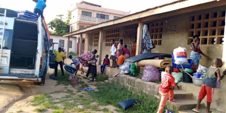 Some flood victims being moved from Mepe R.C. Primary haven to Degorme JHS