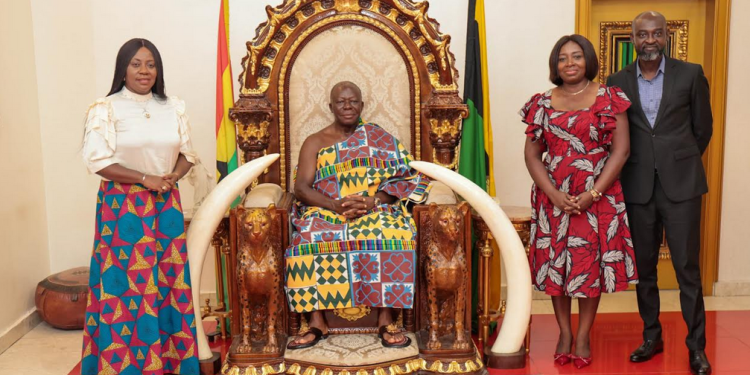 Telecel Ghana executives visit Asantehene Otumfuo Osei Tutu II at the Manhyia Palace