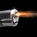 A fire from the gun after the shot. Gunshot