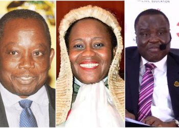 [L to R] Daniel Domelevo, Gertrude Torkonoo; and Justice Gabriel Scott Pwamang