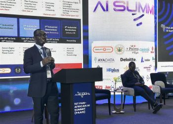 Simon Adu-Gyamfi, Chief Support Officer, Fidelity Bank, delivering a presentation on Adoption of AI at the Work Place