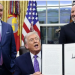 US President Donald Trump in the middle