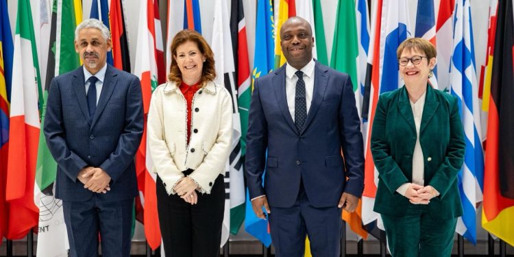Ghana’s Deputy Minister of Finance, Thomas Nyarko Ampem MP, with UK officials [Middle]