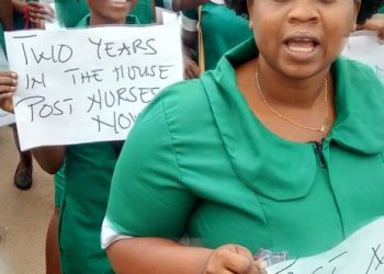 Some angry nurses on demonstration