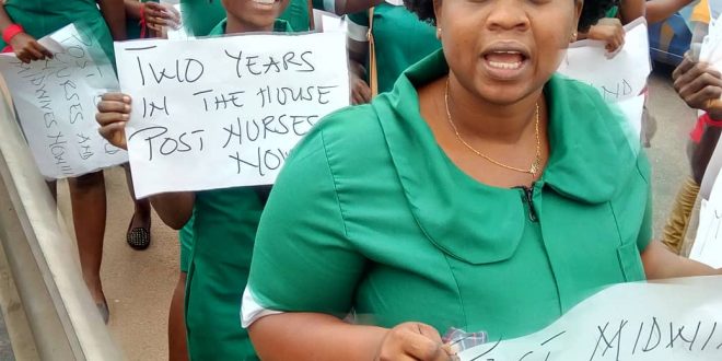 Some angry nurses on demonstration