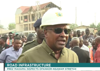 President John Dramani Mahama speaking after inspecting the road.