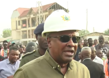 President John Dramani Mahama speaking after inspecting the road.