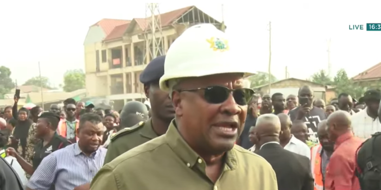 President John Dramani Mahama speaking after inspecting the road.