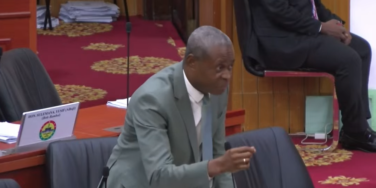 Deputy Lands and Natural Resources Minister, Yusif Sulemana speaking in Parliament.