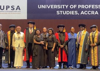 Professor Joshua Alabi, a former Vice-Chancellor of UPSA, former First Lady, Nana Konadu Agyemang Rawlings