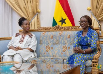 First Lady of Sierra Leone Dr Fatima Maada Bio with Bawah mogtari, Presidential Advicer