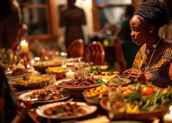 Family eating together