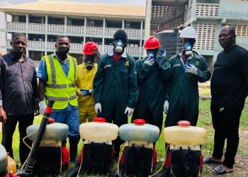 Kumasi Technical Institute, PTA members with team tasked to do the fumigation.