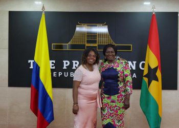 Vice President Prof. Jane Naana Opoku-Agyemang [Right], with Colombian Vice President Francia Elena Márquez Mina [Left]