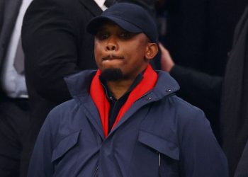 Soccer Football - CAF Africa Cup of Nations - Morocco 2025 - Quarter Final - Morocco v Cameroon - Prince Moulay Abdellah Stadium, Rabat, Morocco - January 9, 2026 Cameroonian Football Federation president and former player Samuel Eto'o in the stands REUTERS/Siphiwe Sibeko
