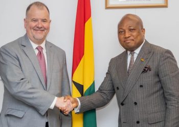 Chargé d’Affaires of the US Embassy, Rolf Olson, (L), Minister for Foreign Affairs, Samuel Okudzeto Ablakwa (R)