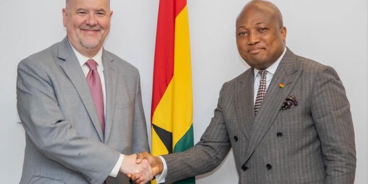 Chargé d’Affaires of the US Embassy, Rolf Olson, (L), Minister for Foreign Affairs, Samuel Okudzeto Ablakwa (R)