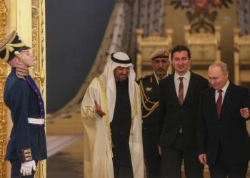 Russian President Vladimir Putin welcomes the UAE president Sheikh Mohamed bin Zayed Al Nahyan