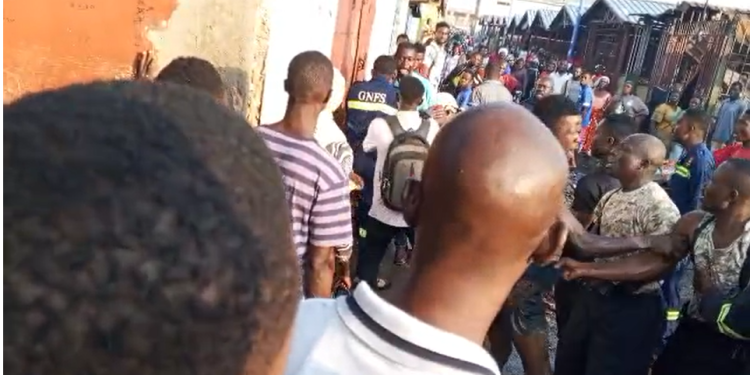 Class Media Group journalist, Samuel Addo, far end, allegedly assaulted by the fire fighters